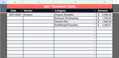 Bookkeeping Spreadsheet for Indie Authors - Google Sheets & Excel, Income & Expense Tracker
