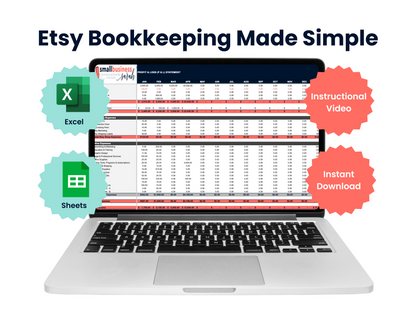 Bookkeeping Spreadsheet for Etsy Sellers - Google Sheets & Excel, Income & Expense Tracker