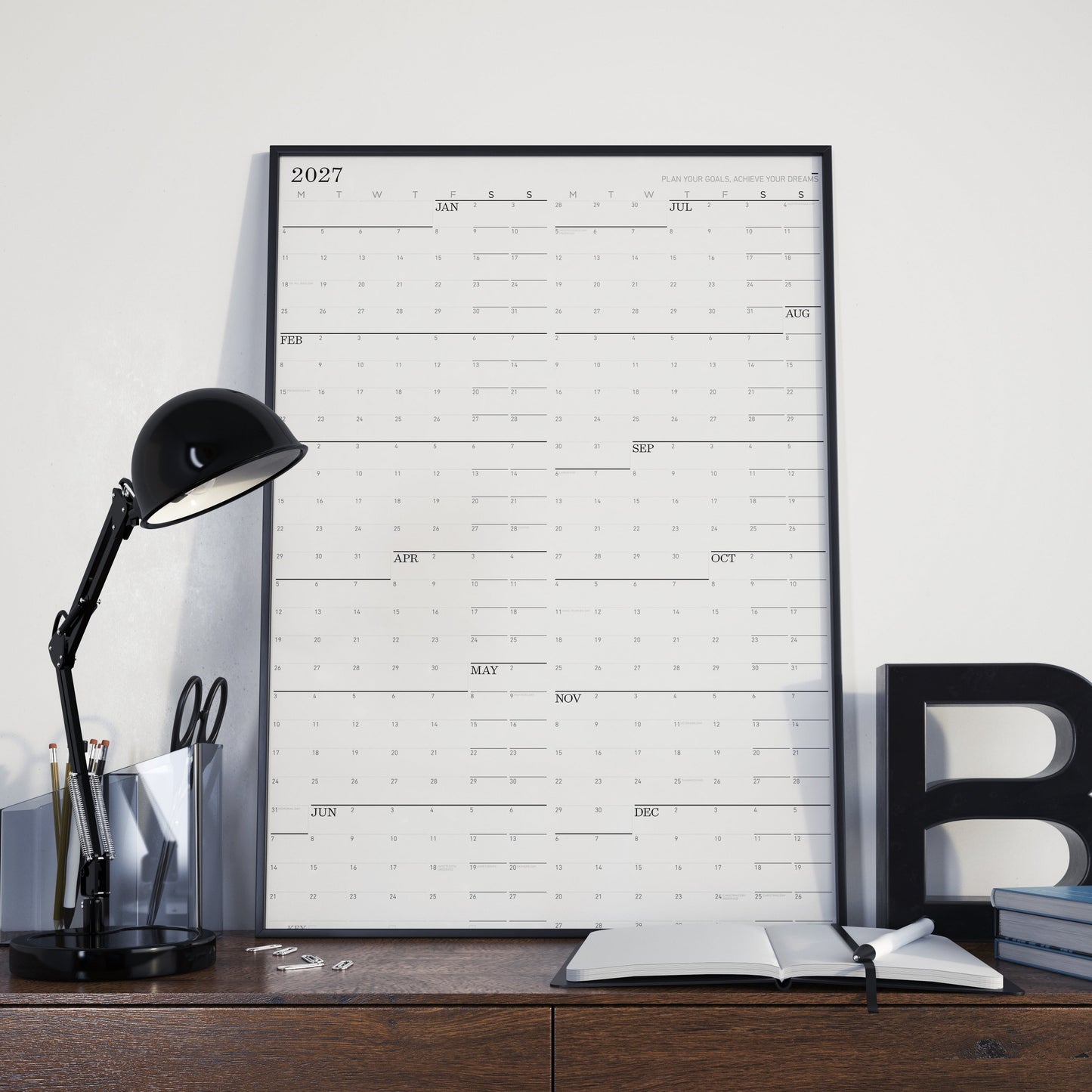 Monday Monochrome Large Wall Calendar (27x39)