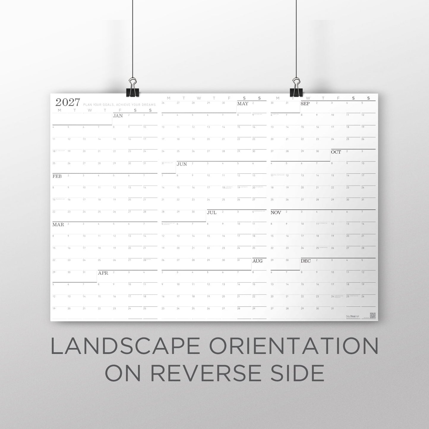 Monday Monochrome Large Wall Calendar (27x39)
